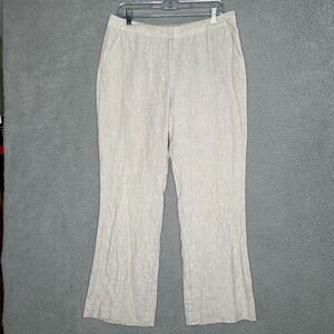 Isaac Mizrahi Women Pants 10 White Cotton Linen Coastal Grandmother Boho Casual